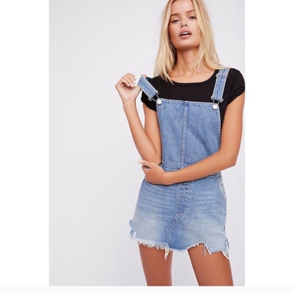 Free people denim overall skirt